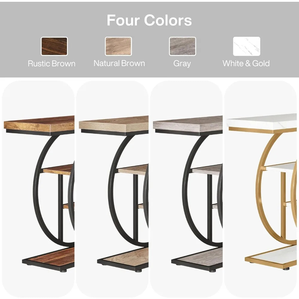 41.3 Inch Console Table, Industrial Style Four Tier Sofa Table Entry Table with Round Base with Storage Shelf