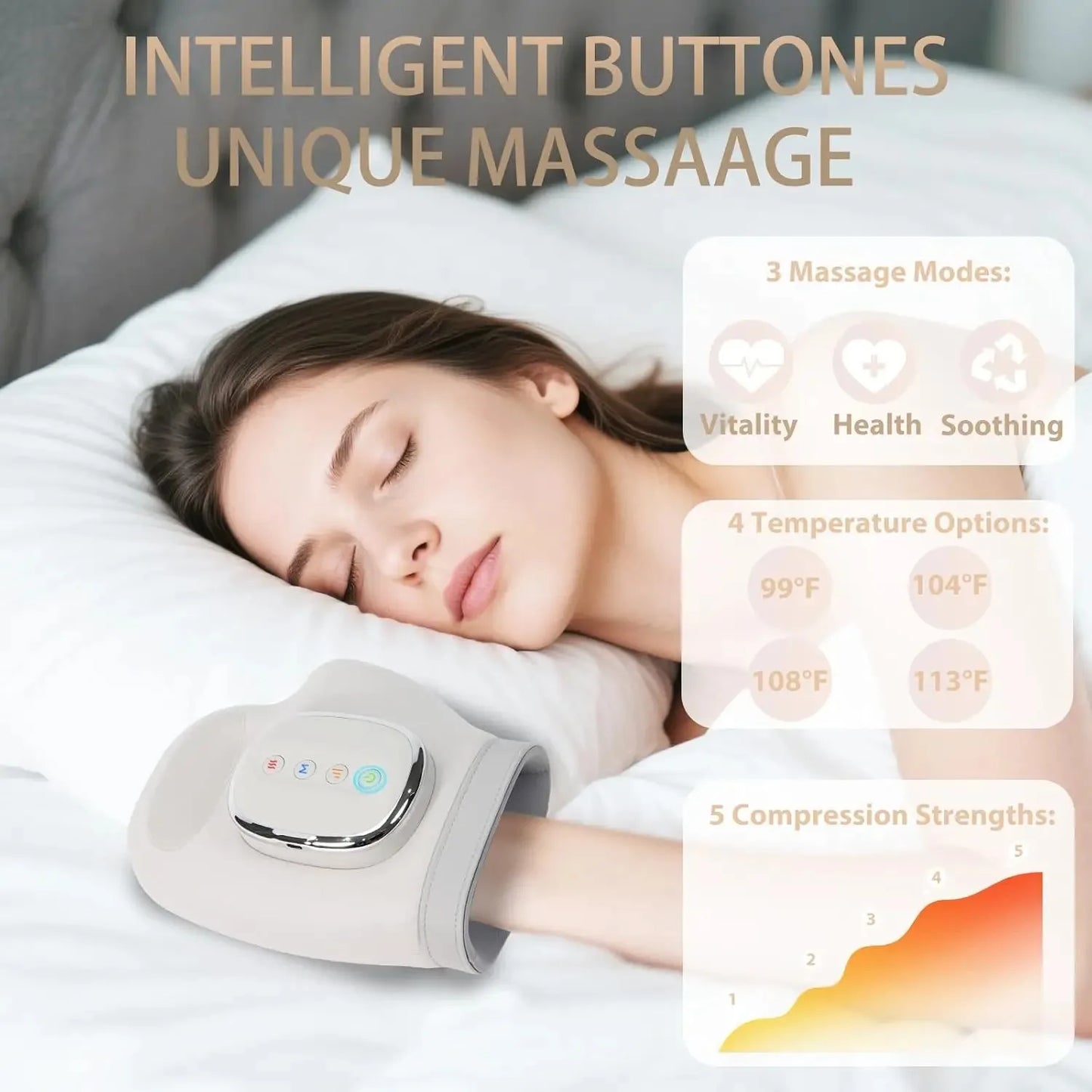 Hand Massager With Heat And Airbag Compression For Carpal Relief