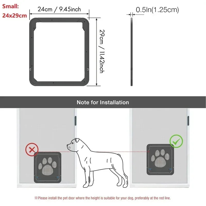 Pet Screen Door Lockable Magnetic Flap Screen Automatic Lockable Black Door for Puppy Dog and Cat Door