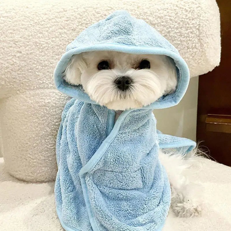 Pet Hooded Bathing Towel With Cap For Dogs And Cats