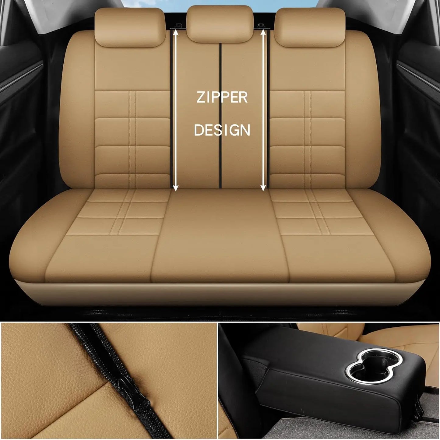 PU Leather Car Seat Cover Set Universal Fit Waterproof Breathable