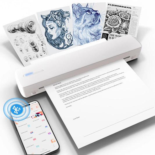 Portable A4 Thermal Printer Inkless Wireless C80 300DPI 1500mAh BT USB Type-C For Android iOS Office Work Home School Travel