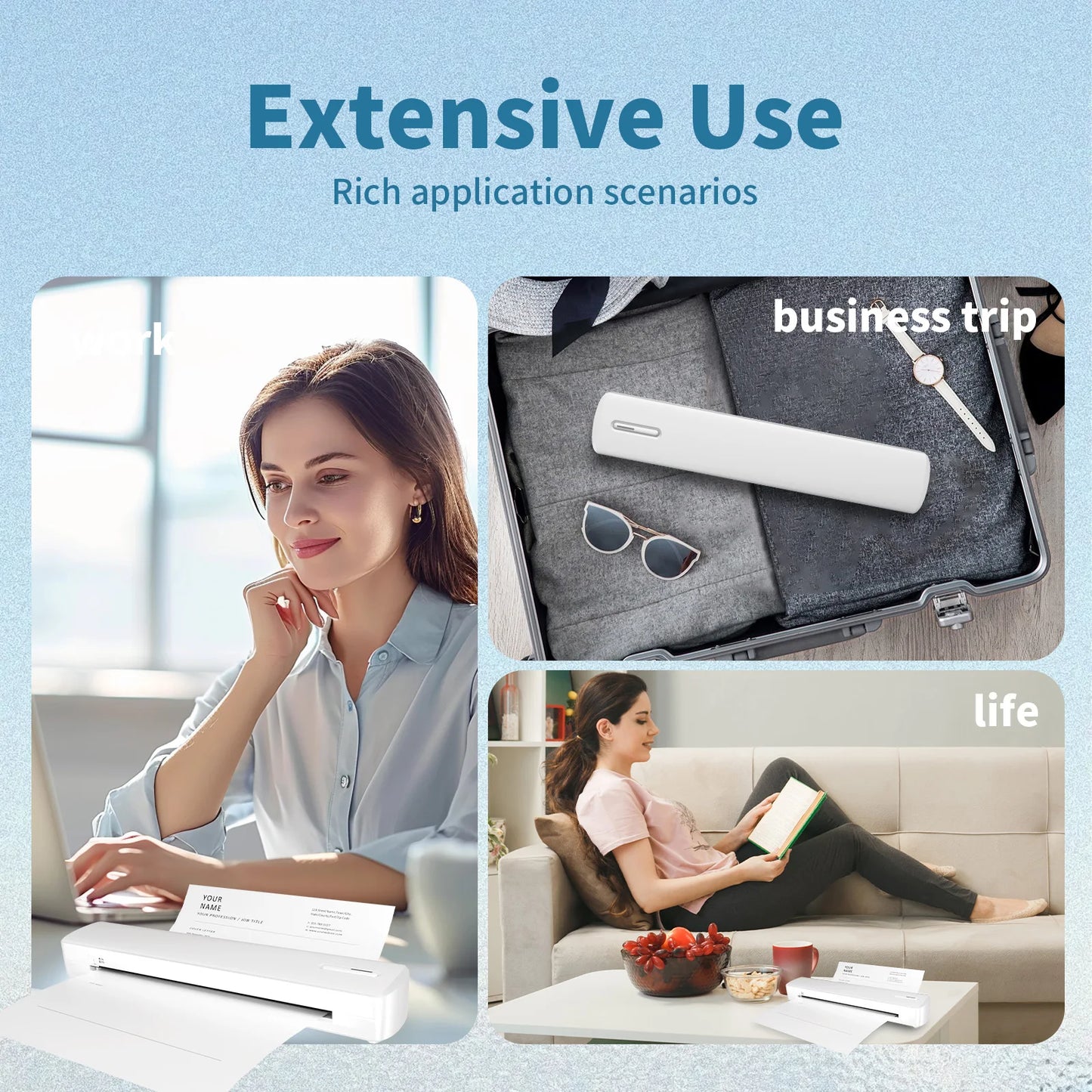 Portable Printer Wireless Inkless Thermal A4 C80 300DPI US-letter Mobile Printer Support Android iOS for Travel Work Home