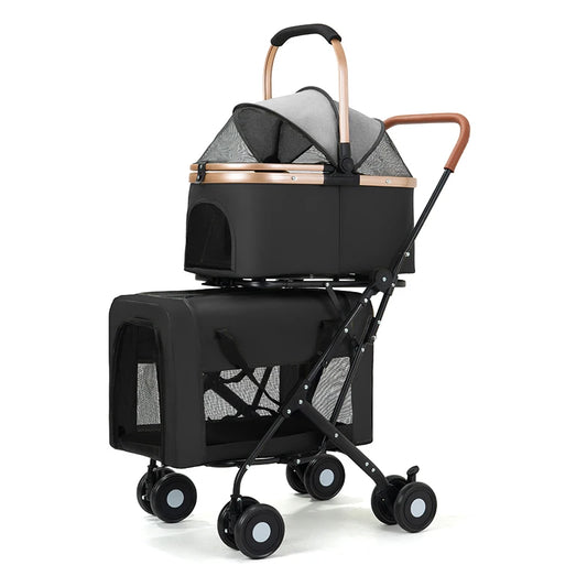 Dog Stroller, Detachable Pet Carrier Cart, Lightweight Foldable Pushcart, Outdoor Travel Dog Cart for Small Pets