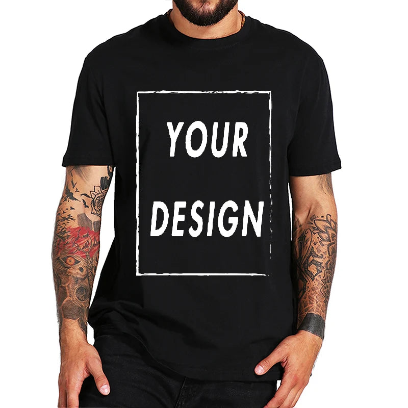 Custom T-shirt Male One-Side Print Personalized Make Your Photo Text Gift 100% Cotton Soft Casual T Shirt Made in US