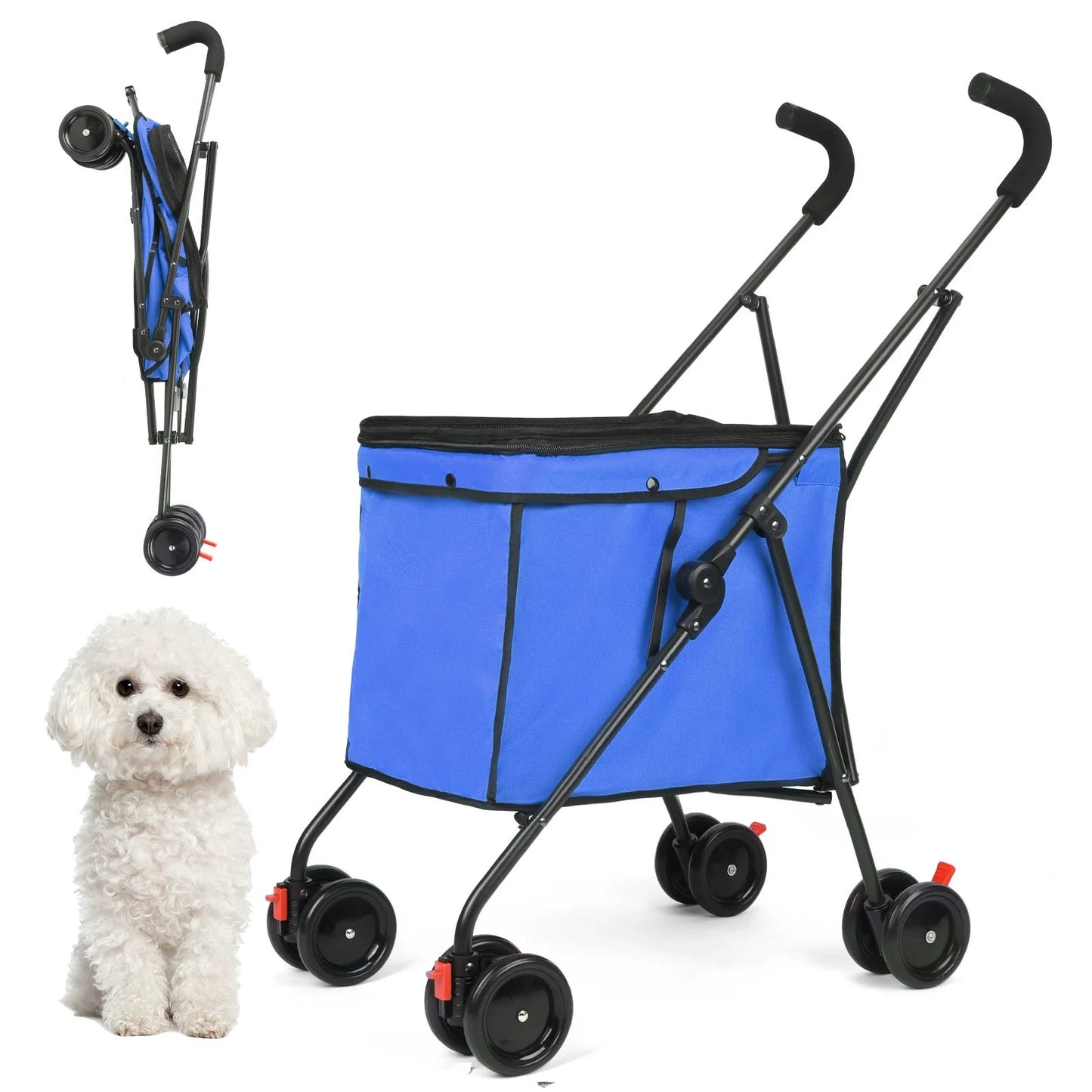Pet Stroller Dog Cat Outgoing Small and Medium Portable Multi-functional Folding Shopping Cart
