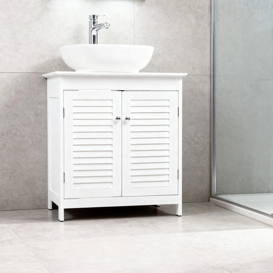 Bathroom Sink Cabinet Sink Storage Cabinet with 2 Doors and Shelf MDF Modern Freestanding Under Sink Bathroom Cabinet for Home