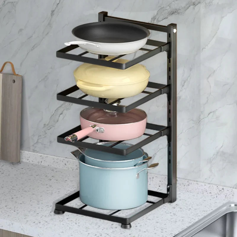 Kitchen Organizer Rack Adjustable Pot Cabinet Rack Holder Multi-layer Home Frying Pan Holder Pot Bowl Storage Racks Dropshipping