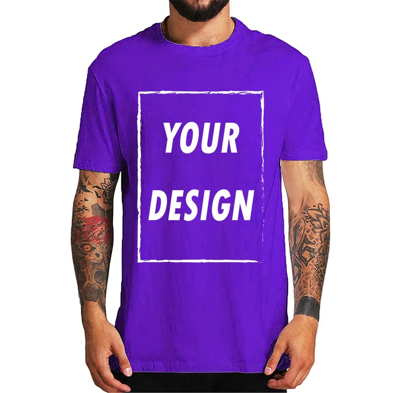 Custom T-shirt Male One-Side Print Personalized Make Your Photo Text Gift 100% Cotton Soft Casual T Shirt Made in US
