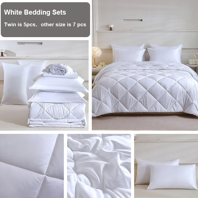 5pcs/7pcs Twin Full Queen King Bedding Sets Home Decor Comforter Flat Sheet Fitted Sheet Pillowcases Sleeping Sets