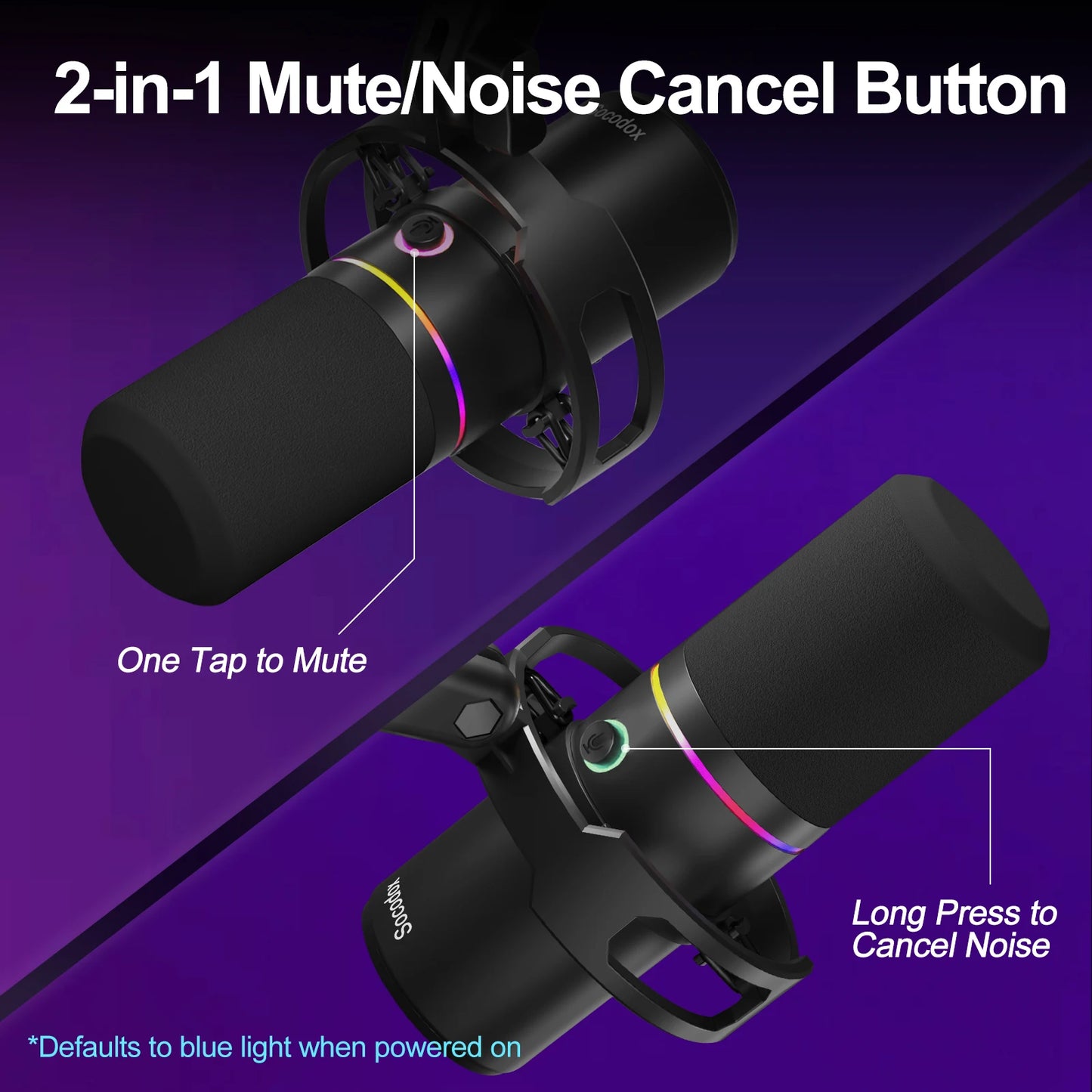 XLR/USB Dynamic Microphone Kit, PC Microphone for Streaming, Podcasting, Gaming, RGB, Mute and Noise Cancelling Function, Volume