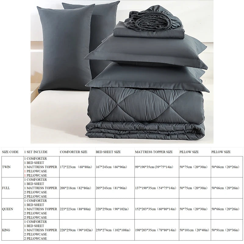5pcs/7pcs Twin Full Queen King Bedding Sets Home Decor Comforter Flat Sheet Fitted Sheet Pillowcases Sleeping Sets