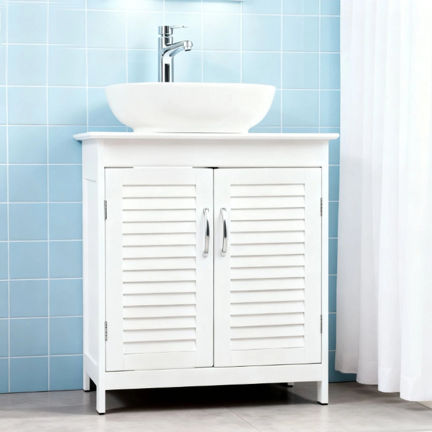 Bathroom Sink Cabinet Sink Storage Cabinet with 2 Doors and Shelf MDF Modern Freestanding Under Sink Bathroom Cabinet for Home