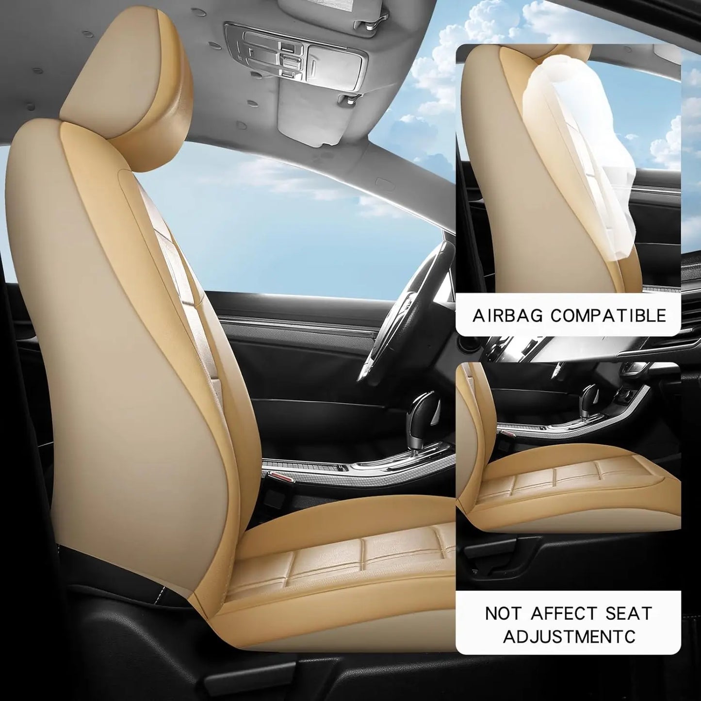 PU Leather Car Seat Cover Set Universal Fit Waterproof Breathable
