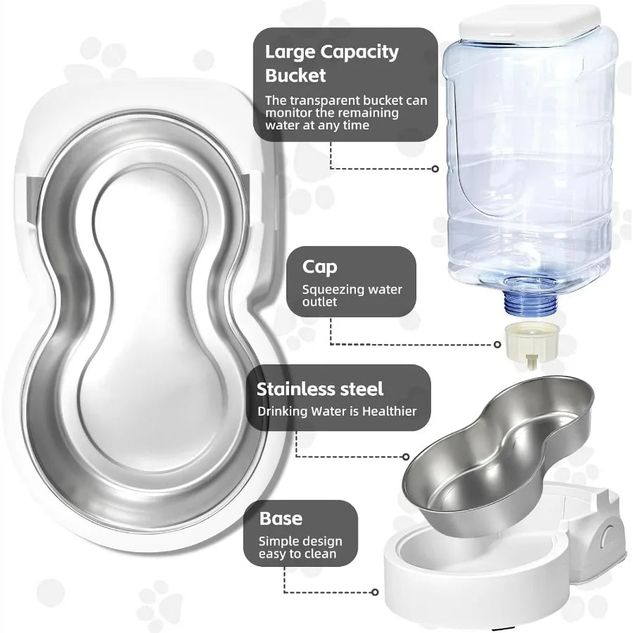 Automatic Cat Feeder And Water Dispenser With Stainless Steel Bowl