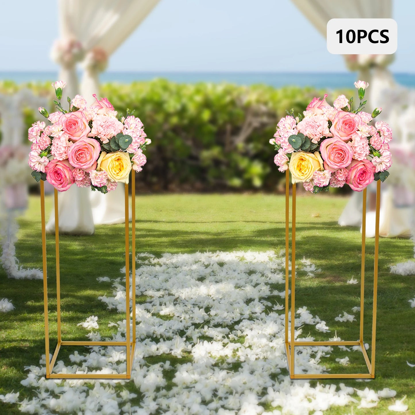 10Pcs 23.6'' Tall Gold Metal Flower Stand for Wedding Table Centerpieces Decor