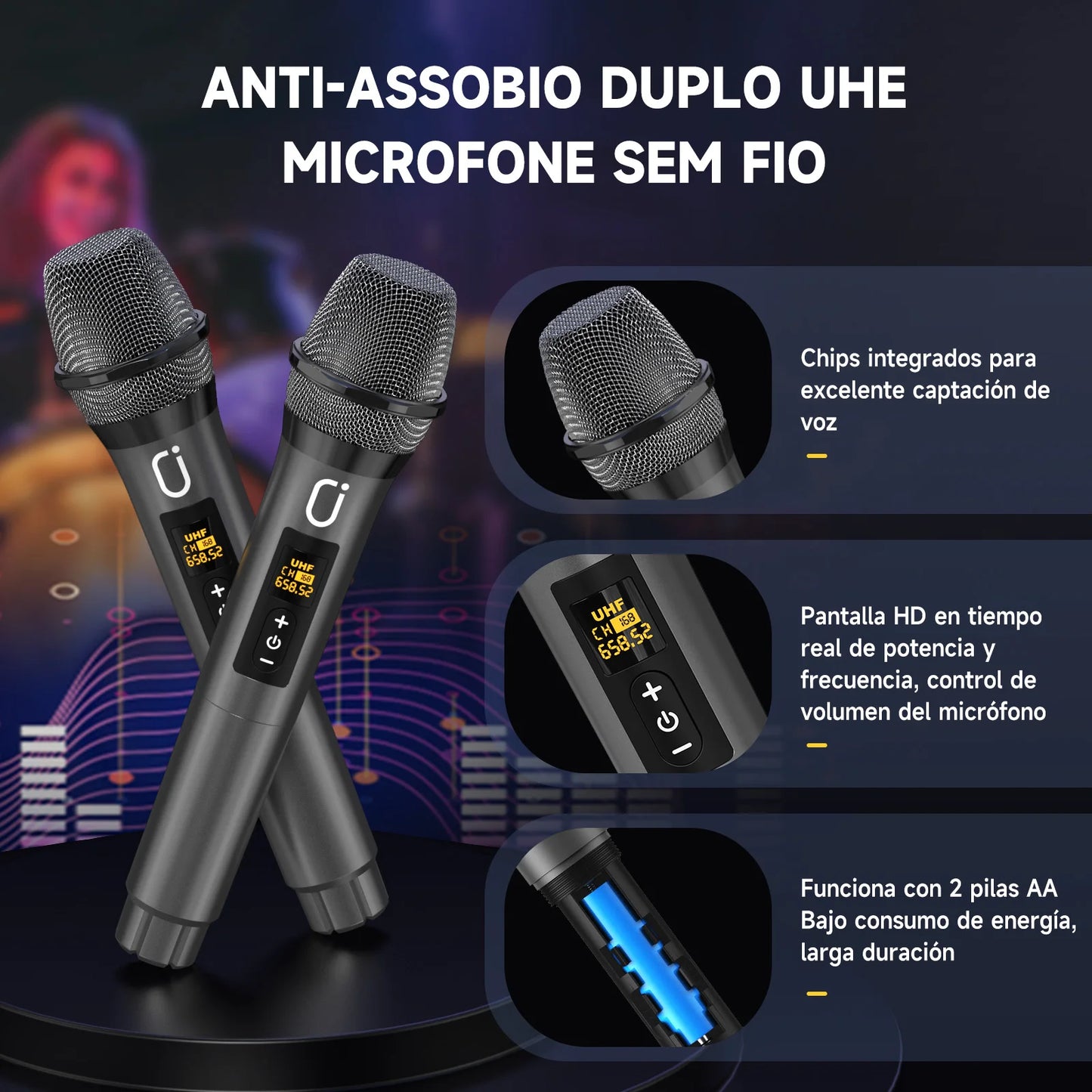 FanFun Karaoke Machine with 2 Wireless Mics & 1 Wired Mic,Portable Bluetooth Karaoke Speaker with LED Lights for Kids and Adults