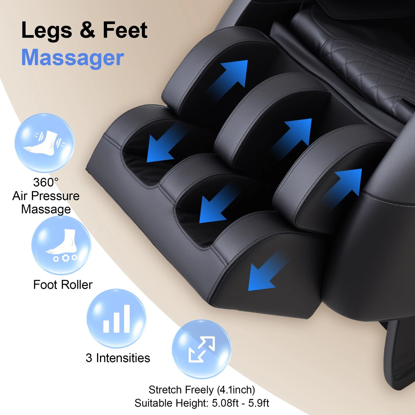 Full Body Zero Gravity Massage Chair, 10 Rollers Massage, Waist Heating, Lcd Touch Screen, 5.1-5.9 Ft, Male/Female Gift