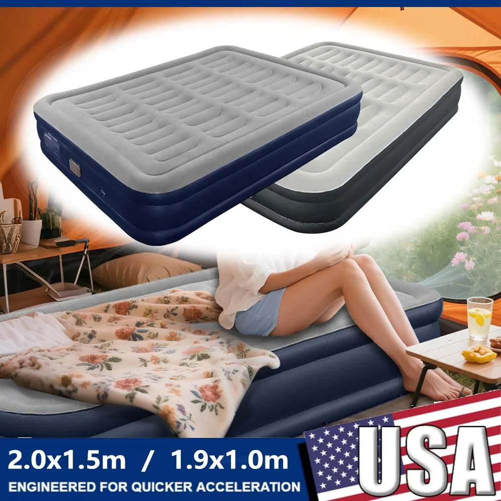 1-2 Person PVC Automatic Inflatable Mattress Camping Home Built-In Pump Bed Thickened For Indoor Outdoor Rest Lazy Sleeping Mat