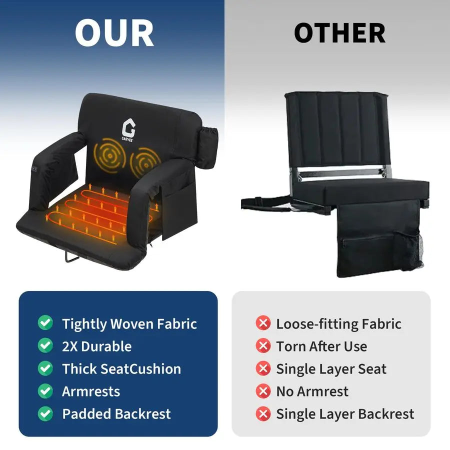 amp Heated Stadium Seats with Back Support and Padded Cushion 3 Level Heating amp Massage Extra Wide Bleacher Chair with AntiSli