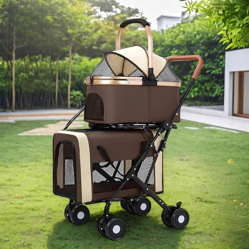 Dog Stroller, Detachable Pet Carrier Cart, Lightweight Foldable Pushcart, Outdoor Travel Dog Cart for Small Pets