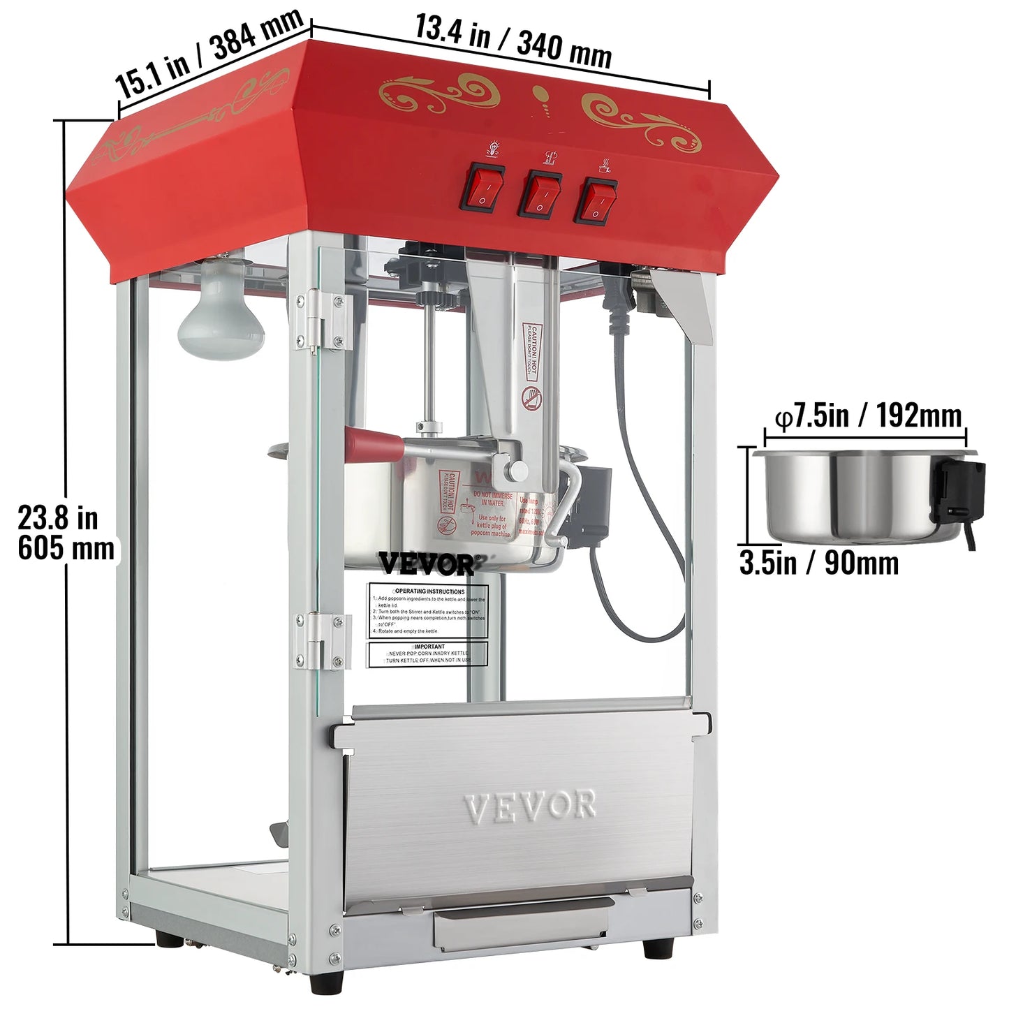 SucceBuy Automatic Electric Popcorn Maker for Commercial Use