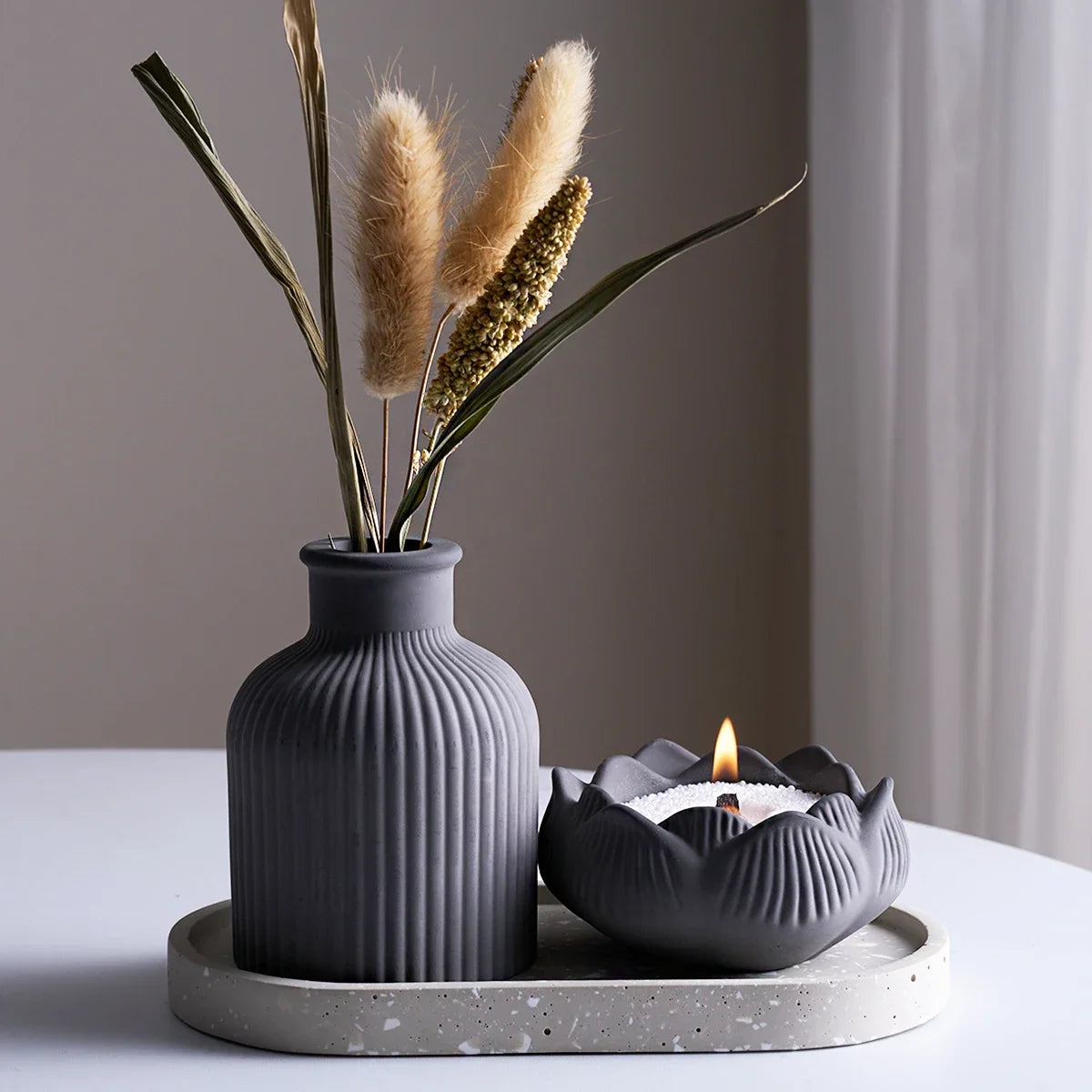 Concrete Craft Silicone Mold Set Vase Candlestick Tray Storage Box Plaster Resin Mold Home Decor Supplies Table Ornaments