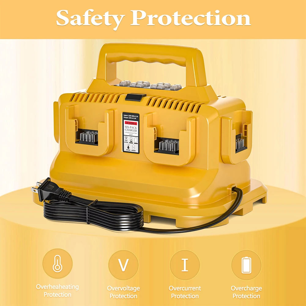 6-Ports For Dewalt Rapid Battery Charger Station,Replacement for Dewalt Flexvolt 20V/60V Battery DCB200 DCB205 DCB606 DCB609