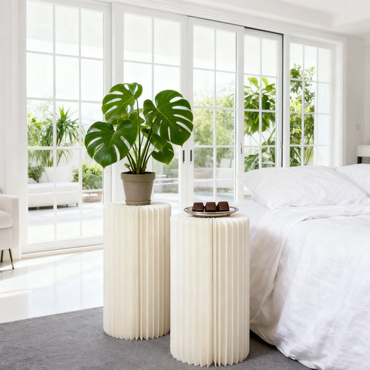 2 foldable paper pillars display base, milky white wedding display, birthday party decoration, dessert table paper Roman pillar