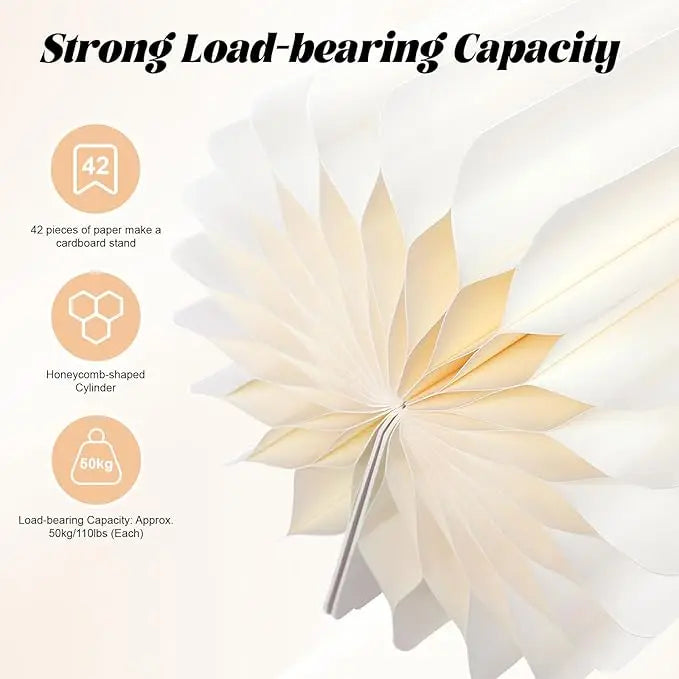 2 foldable paper pillars display base, milky white wedding display, birthday party decoration, dessert table paper Roman pillar