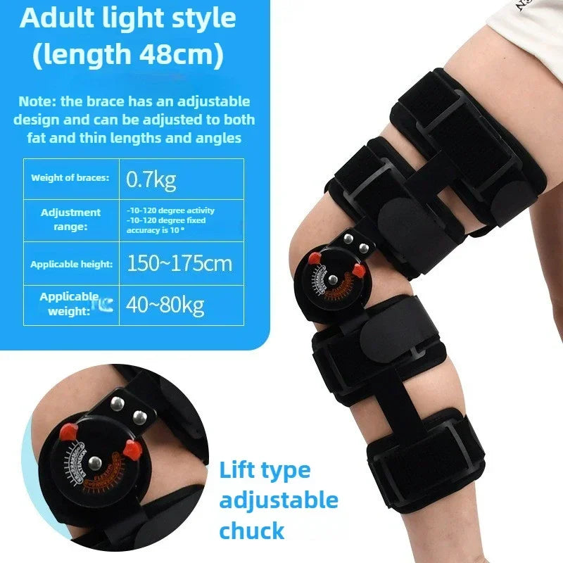 Adjustable Knee Brace Hinged Support Carbon Fiber Stay for Leg Fracture Meniscus Rehabilitation Post Surgery Recovery Breathable