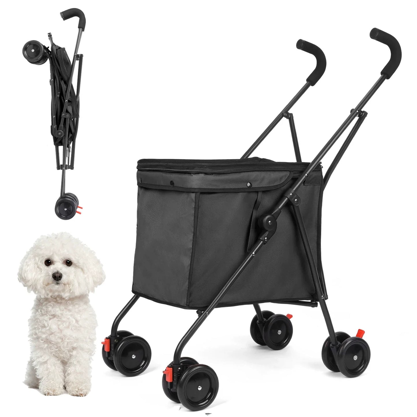 Pet Stroller Dog Cat Outgoing Small and Medium Portable Multi-functional Folding Shopping Cart