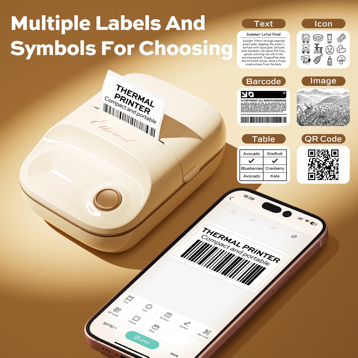 Deli Bluetooth Label Maker Machine, 2-inch Portable Handheld Retro Printer with Tape Cartridge, Inkless Electronic Labeler