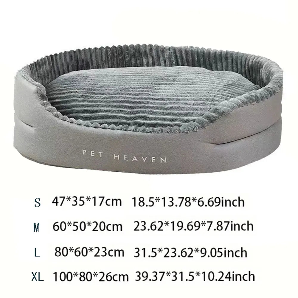 A super sized pet bed that is soft, dirt resistant, non slip, comfortable, suitable for living rooms, outdoor places, and suitab