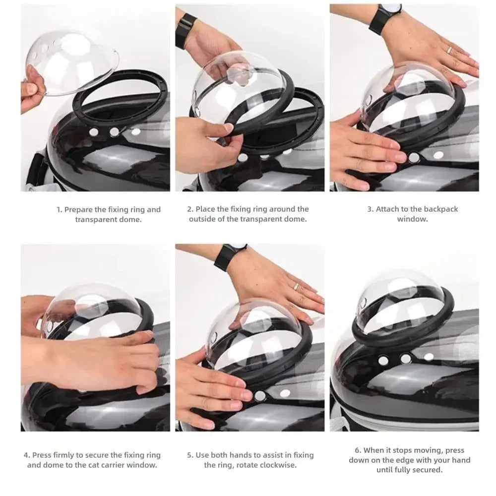 Portable Transparent Cat Carrier Clear Dome Space Capsule Backpack