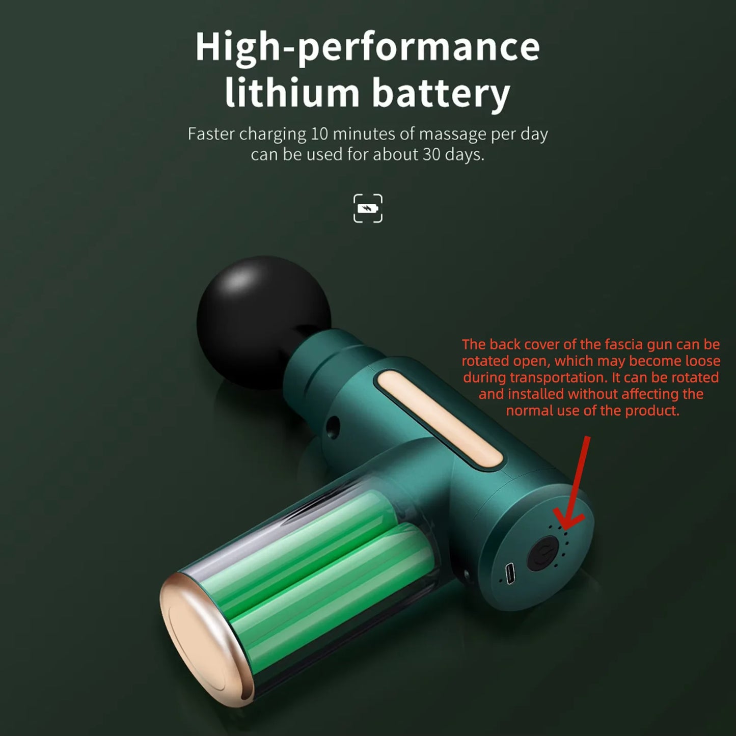 Mini Fascia Massage Gun Powerful Mini Deep Tissue Massage Gun for Muscle Recovery & Pain Relief with 4 Attachments