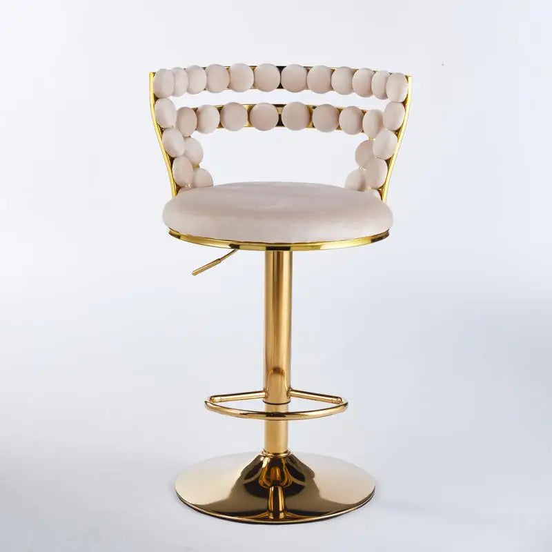 Modern Bar Chair Set of 2 with Gold Iron Legs, Soft Cushions & Comfortable Backrest for Dining Room, Living Room, Café, and Bar