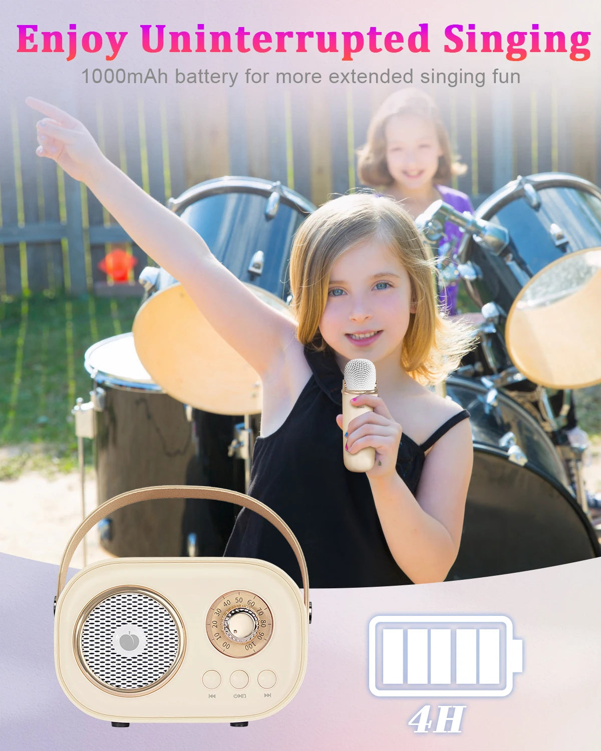 Mini Karaoke Machine for Kids&Adults,Portable Bluetooth Speaker with 2 Wireless Microphones and Stereo Sound Enhanced Bass,Gifts