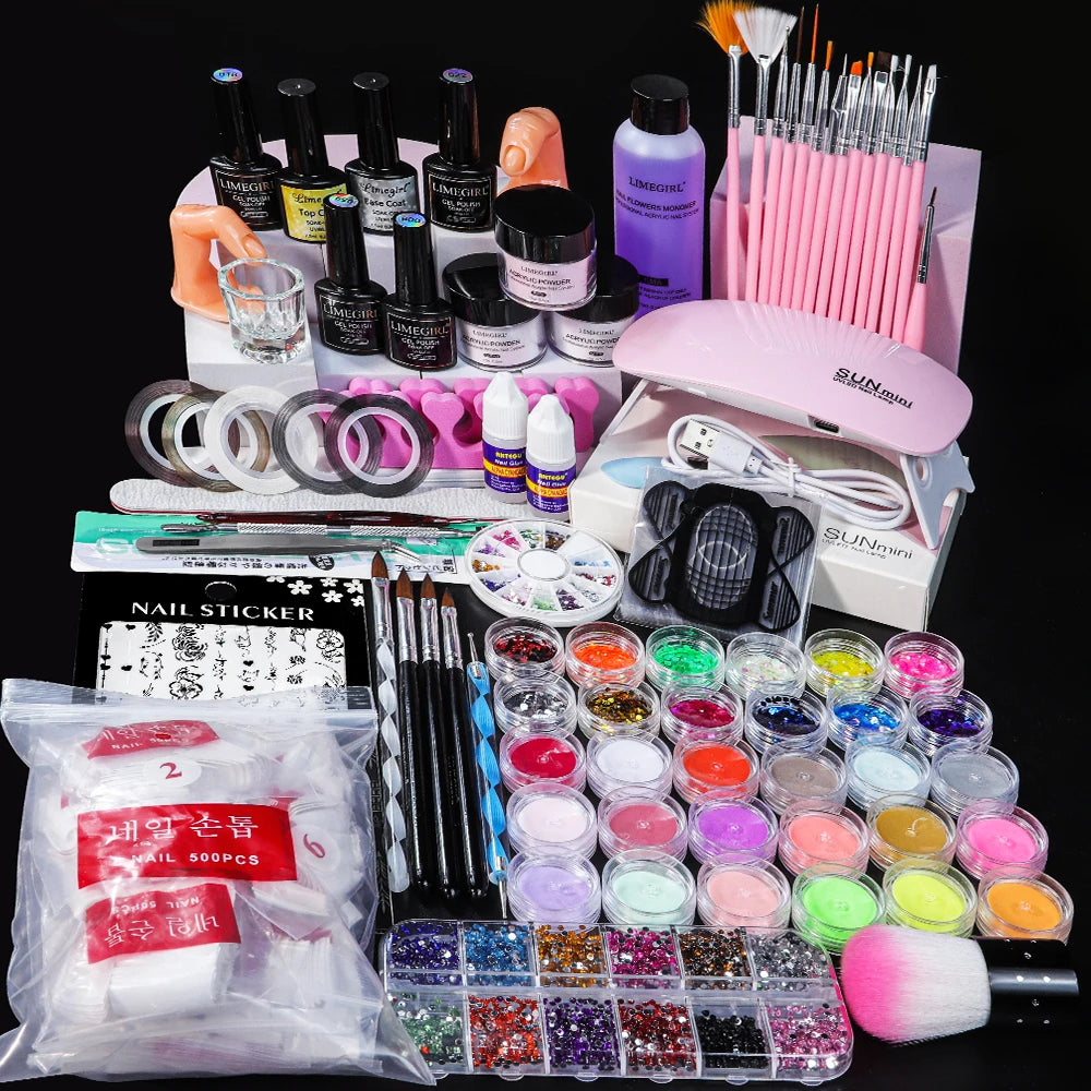 Acrylic Nail Kit for Beginners Acrylic Powder and Liquid Set Professional Nails Acrylic with Brushes Tool for Salon/Home Art DIY