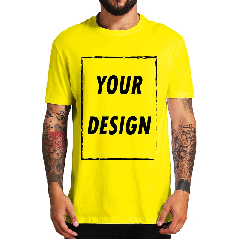 Custom T-shirt Male One-Side Print Personalized Make Your Photo Text Gift 100% Cotton Soft Casual T Shirt Made in US