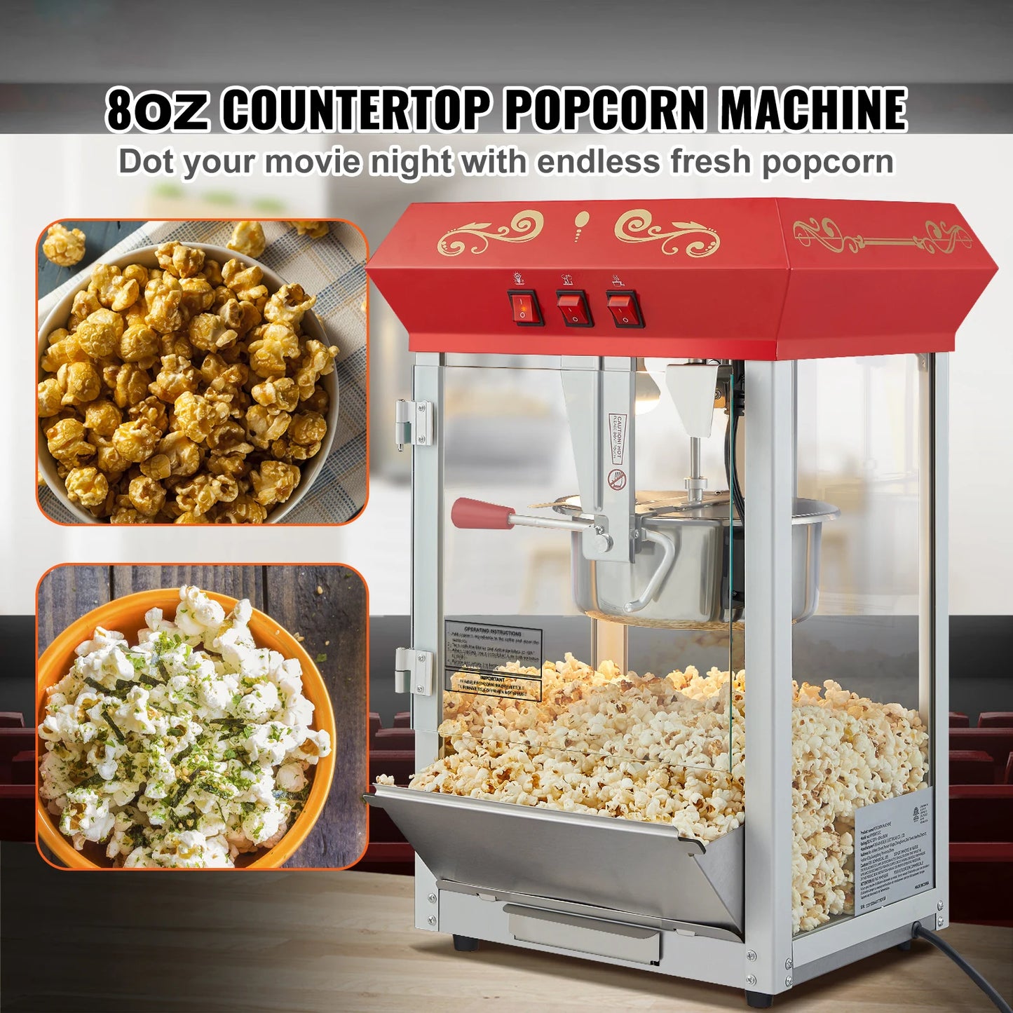 SucceBuy Automatic Electric Popcorn Maker for Commercial Use