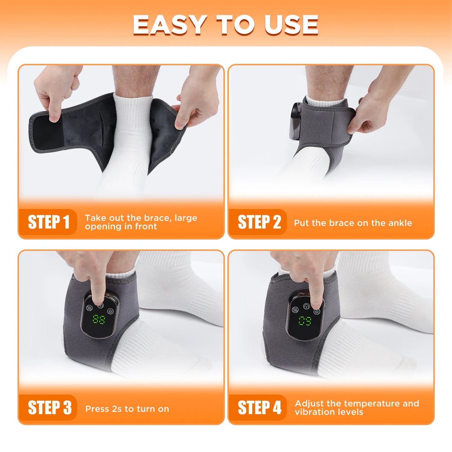 Electric Foot Massager Vibration Relaxation Ankle Massager Warm Hot Compress Ankle Brace Joint Sprain Support Ankle Protection