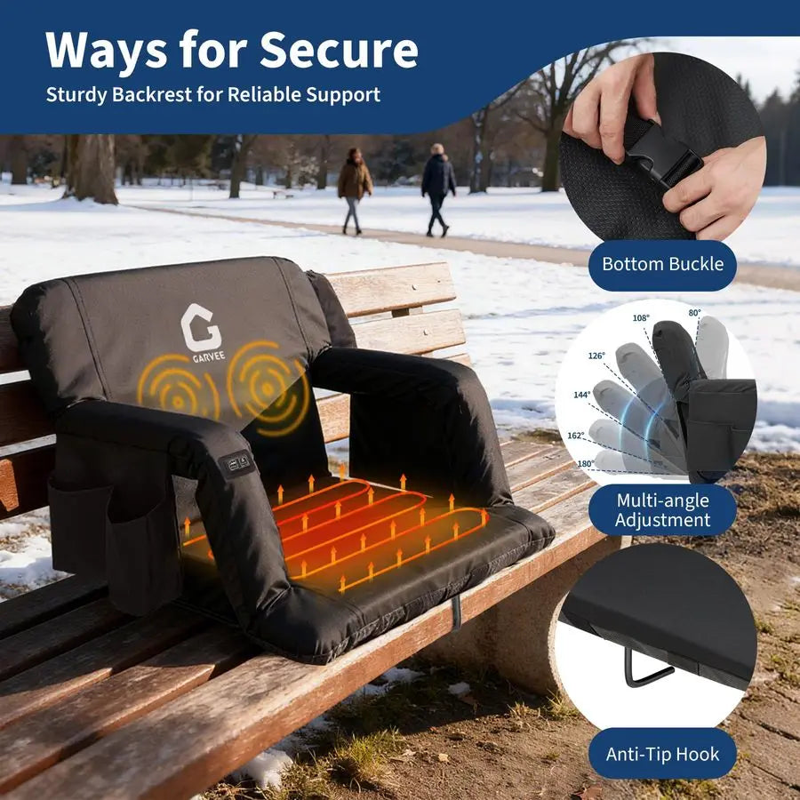 amp Heated Stadium Seats with Back Support and Padded Cushion 3 Level Heating amp Massage Extra Wide Bleacher Chair with AntiSli