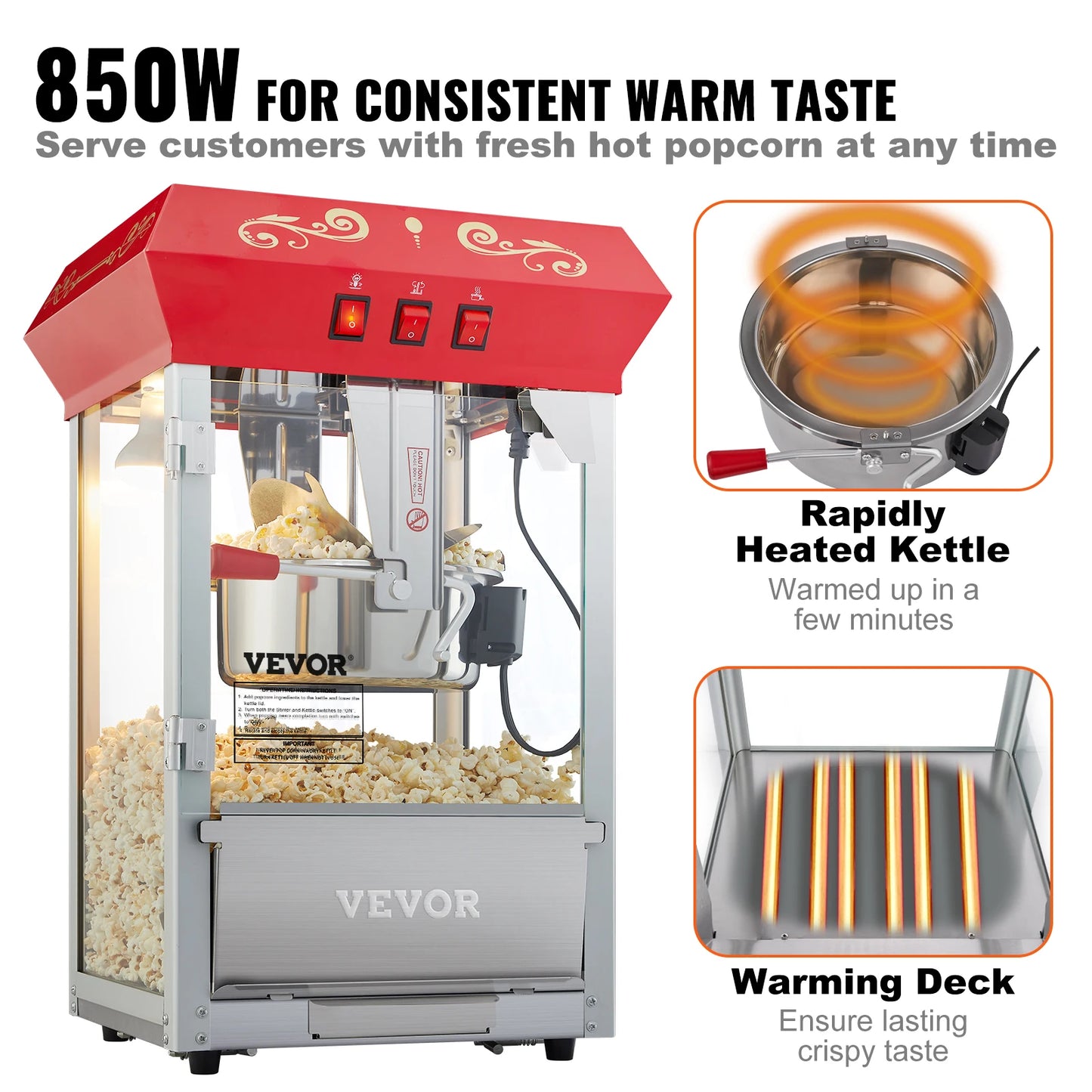 SucceBuy Automatic Electric Popcorn Maker for Commercial Use