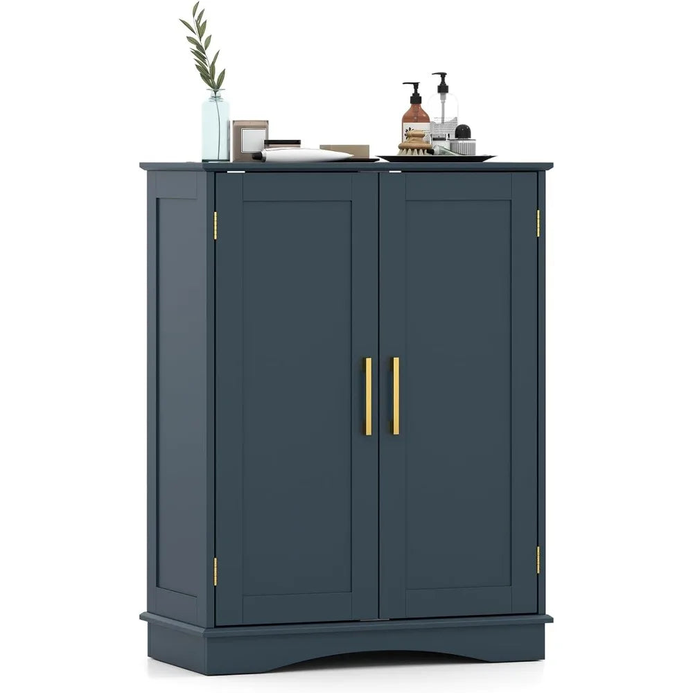Bathroom Storage Cabinet, Modern 31.5 Cupboard w/Adjustable Shelves, 2 Doors, Freestanding Floor Cabinet Storage Organiz