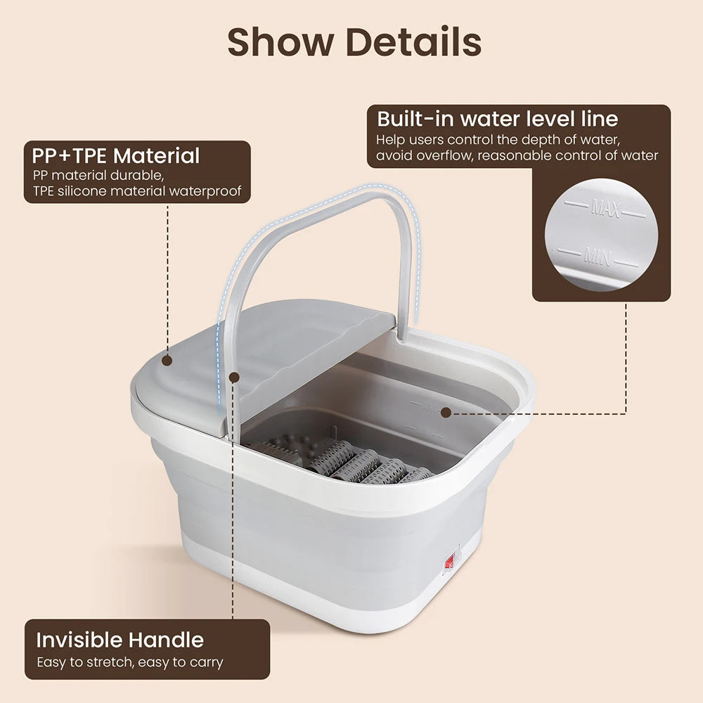 Iebilif Foldable Foot Bath Tub Portable Massage Bucket Spa