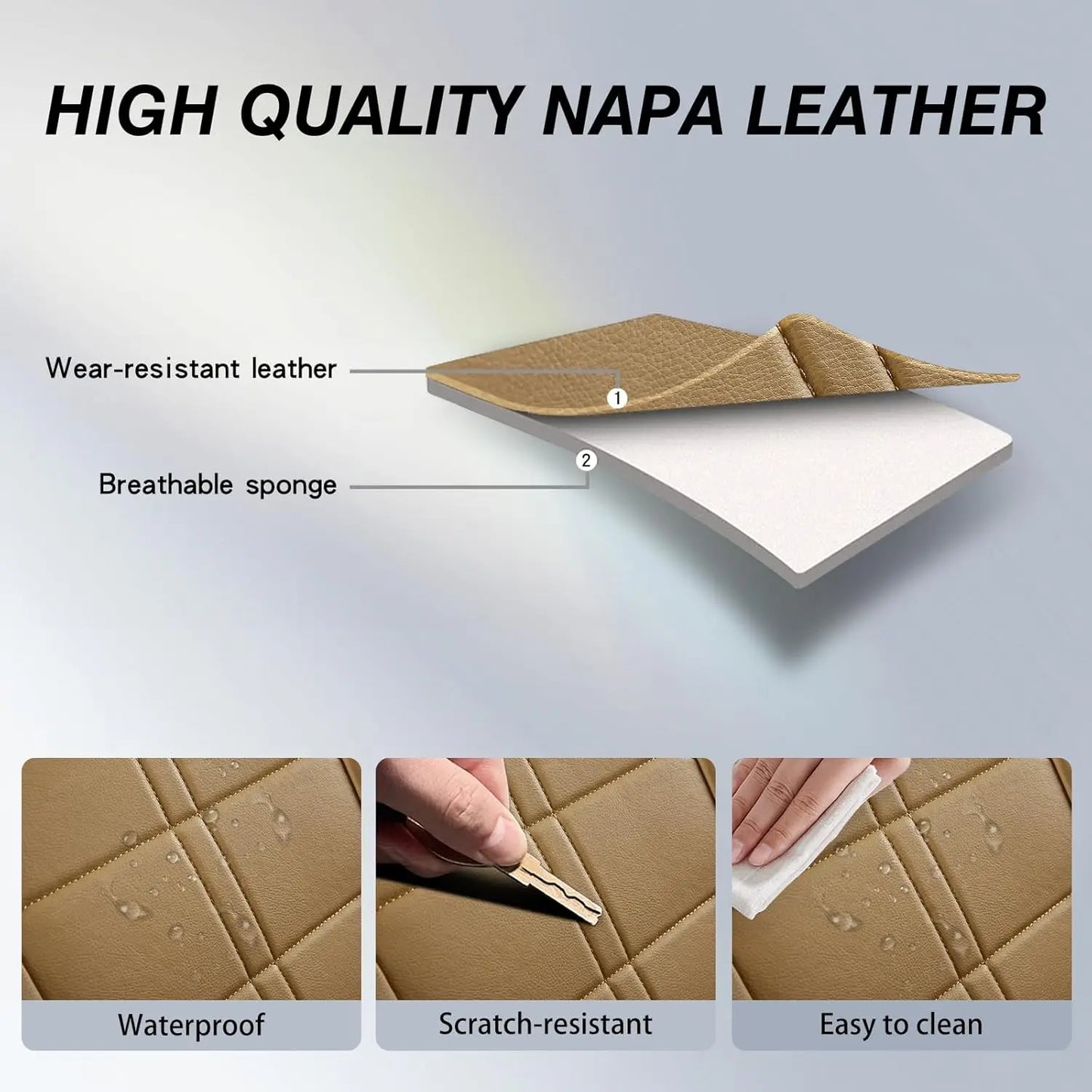 PU Leather Car Seat Cover Set Universal Fit Waterproof Breathable
