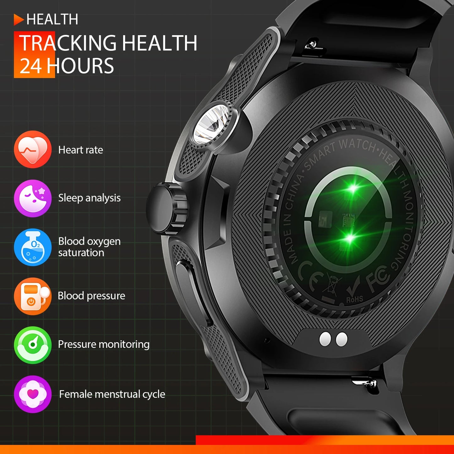 EIGIIS KT76 Smart Watch 3ATM Waterproof With Compass Bluetooth