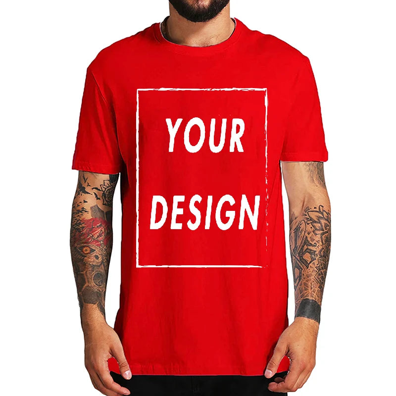 Custom T-shirt Male One-Side Print Personalized Make Your Photo Text Gift 100% Cotton Soft Casual T Shirt Made in US