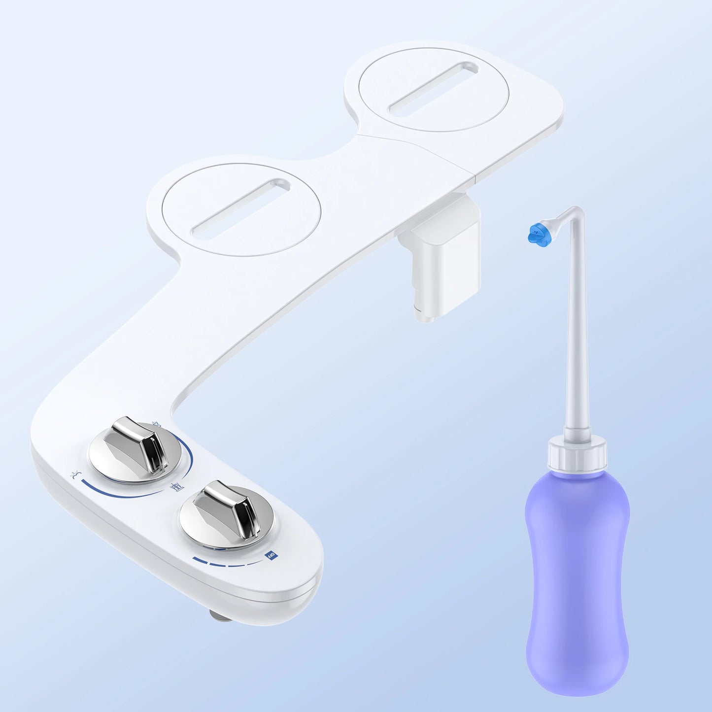 Bidet Attachment for Toilet, Fresh Water Non-Electric Bidet Attachment, Adjustable Water Pressure, Self-Cleaning Dual Nozzles